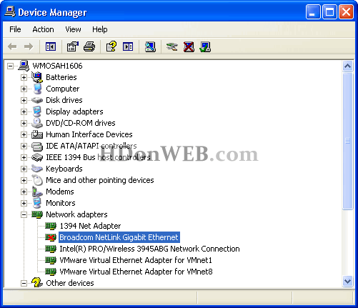 Device Manager Network Adapters
